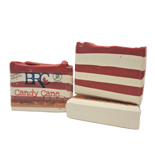  New! Limited Edition!  Candy Cane (Peppermint & Vanilla) Natural Artisan Bar Soap | By Robin Creations